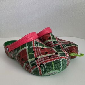 Crocs Baya Holiday Plaid Clogs 210752-310 Christmas Mens Sz 11 New